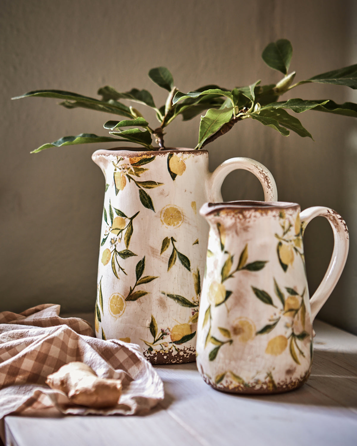 Stoneware carafe - Lemon pattern - LEMONA