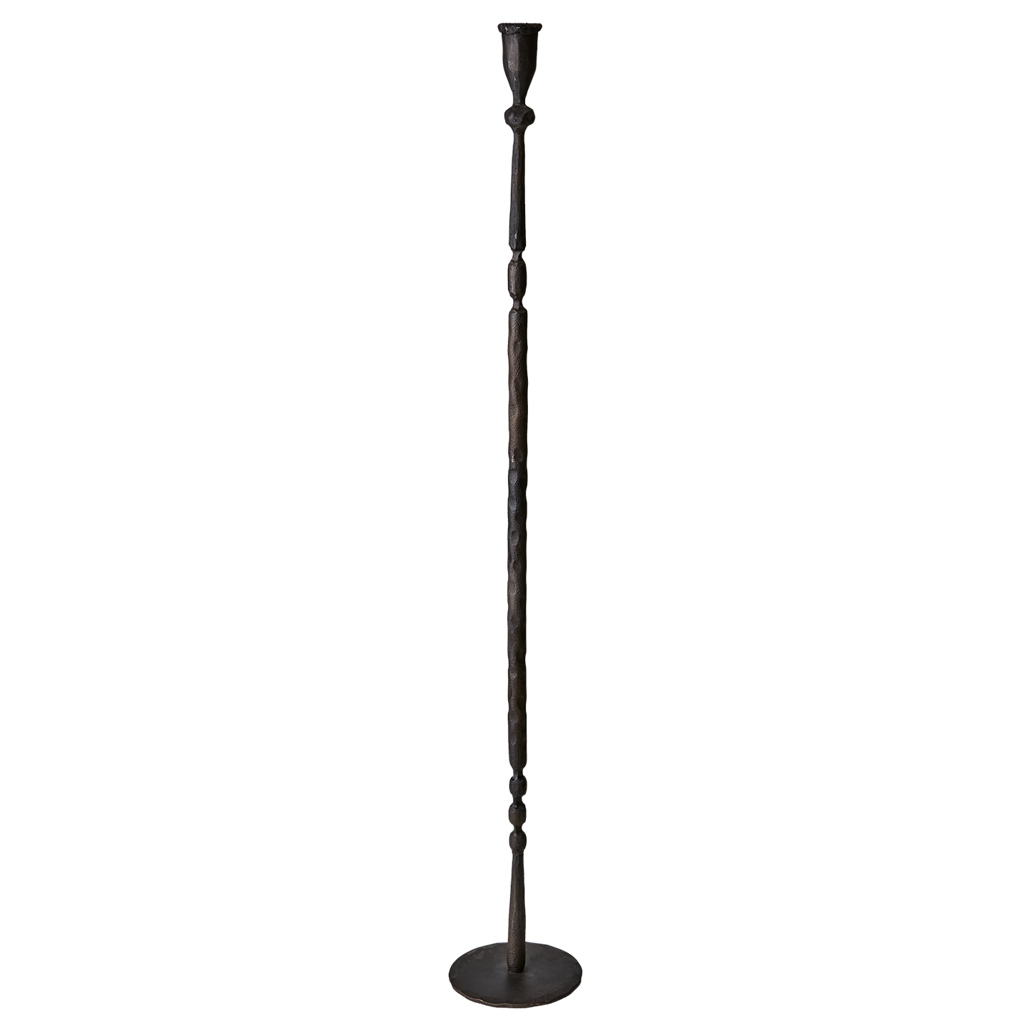 Grand bougeoir artisanal en métal noir H85 cm - Kheos