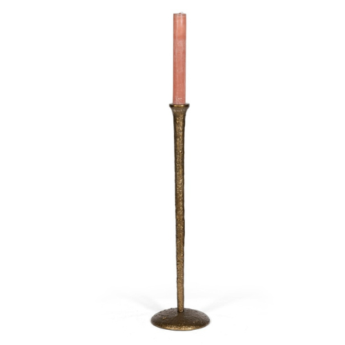 Bougeoir élancé en métal doré antique H75 cm - Orion