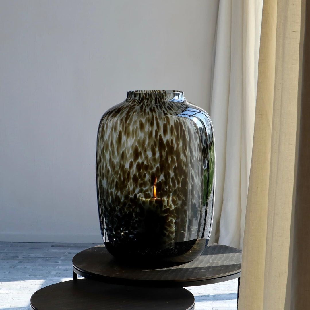 Grand vase en verre fumé avec taches noires Leopold - Dernières pièces