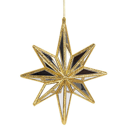 Grande étoile miroir dorée – 8 branches – 27 cm