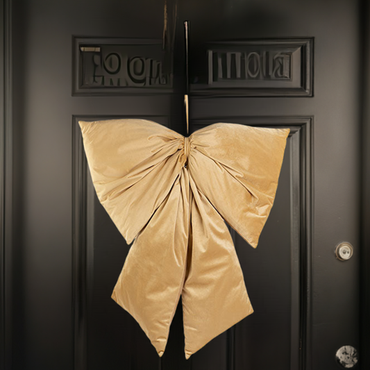 Nœud décoratif en velours - Camel doré H88 cm