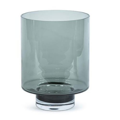 Photophore sur base - Verre soufflé fumé - Ø 26 × H 35 cm