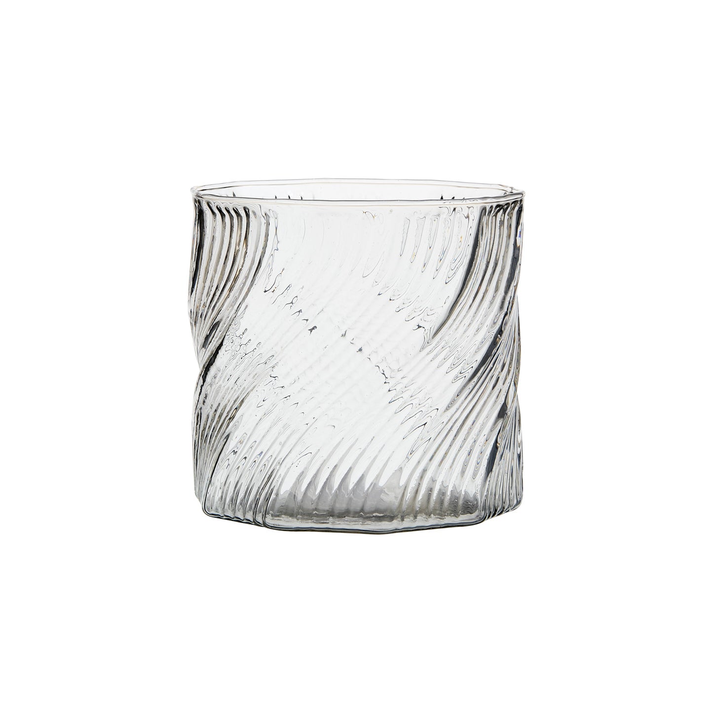 Photophore Twist 14x14 cm en verre transparent