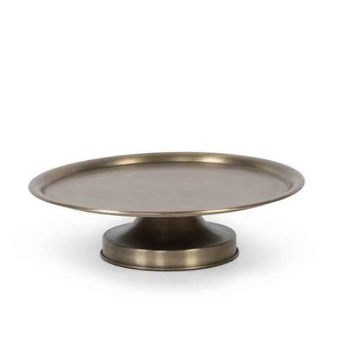 Plateau sur pied en fer – Ø45 x H12 cm – Laiton vieilli