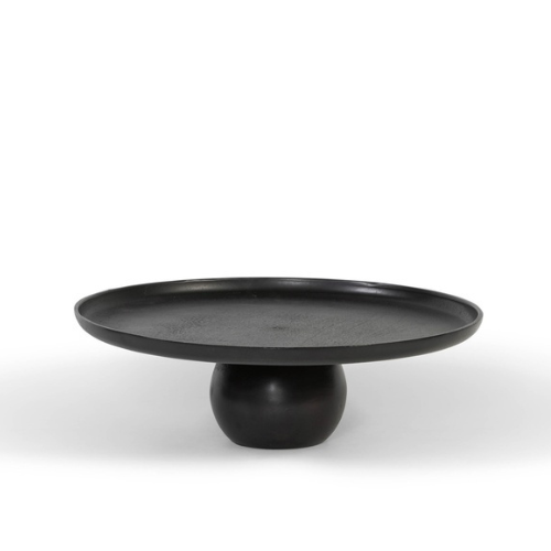 Plateau sur pied creux en aluminium - Ø45 x H15 cm - Finition bronze