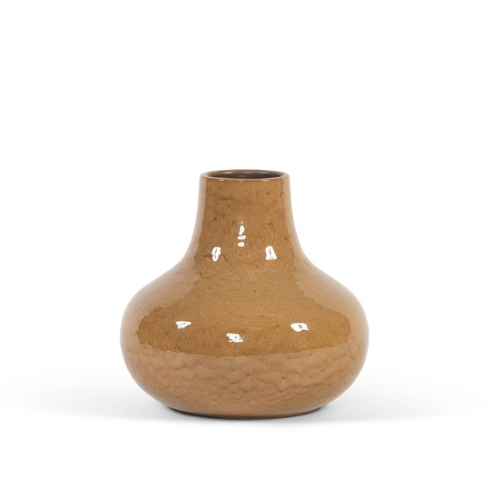 Vase bouteille en terre cuite émaillée – Ø33 x H30 cm – Ocre
