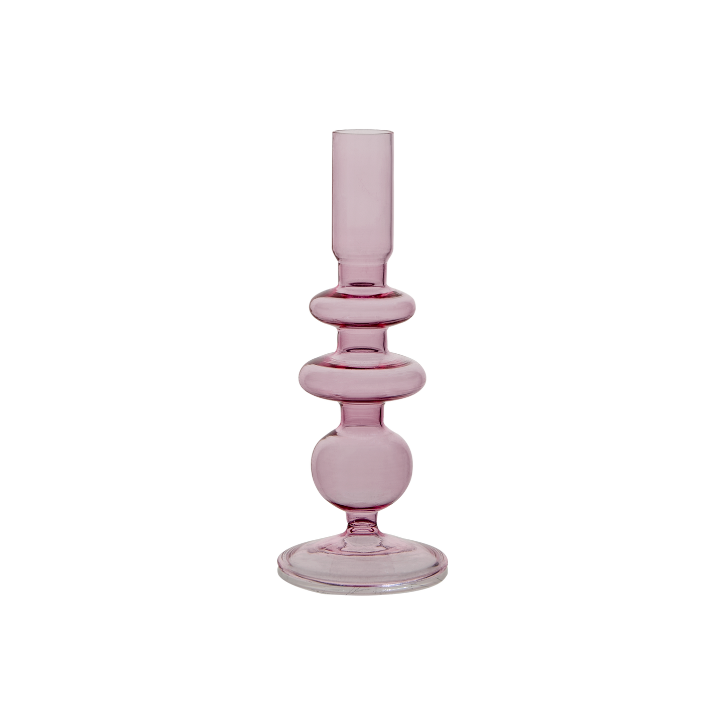 Bougeoir en verre transparent rose H20 cm - Juliette