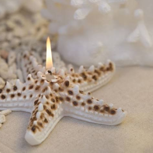 Bougie étoile de mer peinte à la main - Lot de 3 pièces