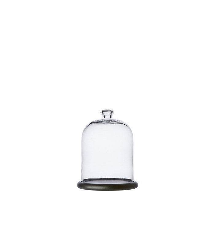 Cloche en verre avec support en bois ARLO - 34 cm