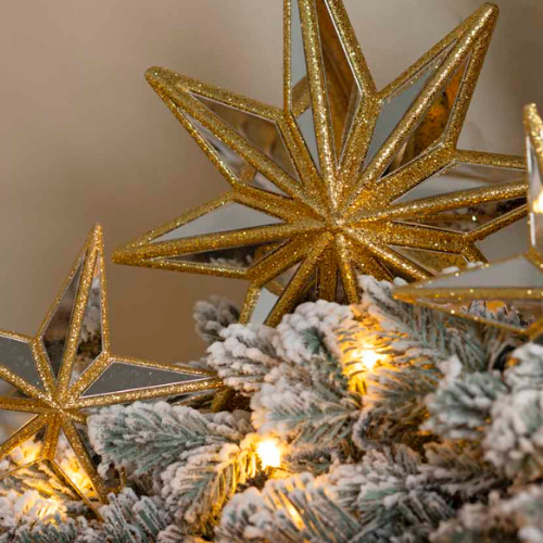 Grande étoile miroir dorée – 8 branches – 27 cm