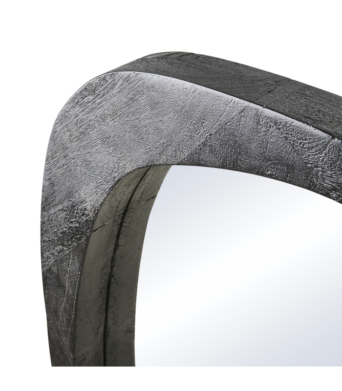 Grand miroir bois de manguier noir H80 cm