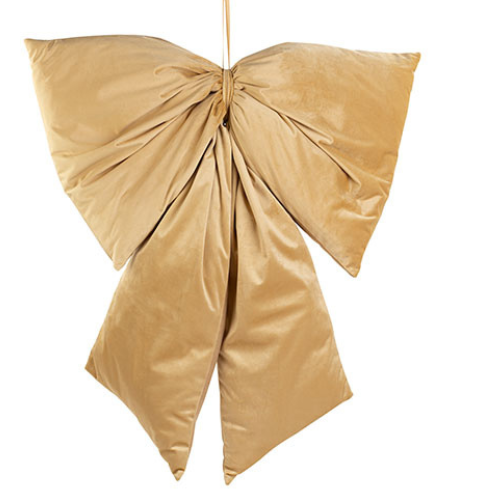 Nœud décoratif en velours - Camel doré H88 cm
