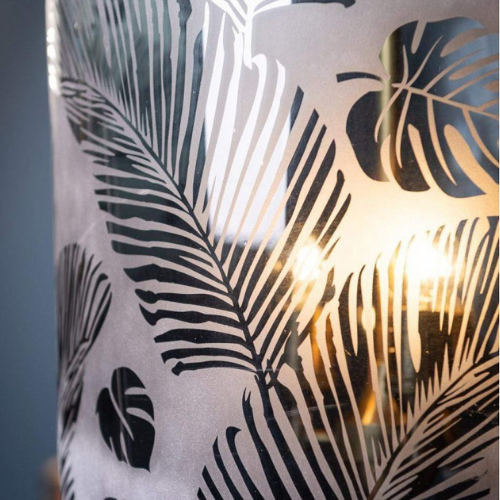 Lustre Monstera – Verre givré sculpté & lumière végétale