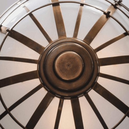 Lustre rond en verre givré & laiton – 40 cm - Koddel.com