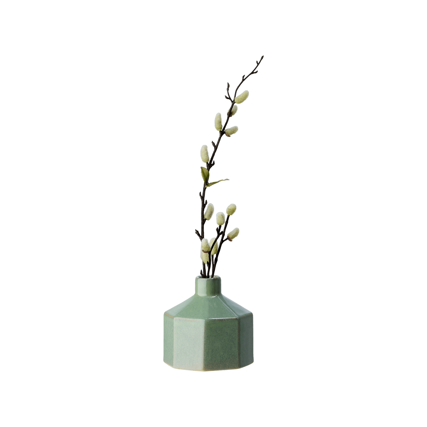Mini vase en grès vert octogonale BERNES - Lot de 4 pièces - Koddel.com