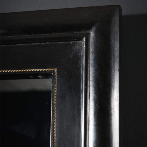 Grand miroir artisanal – Quadrillage bois et laiton