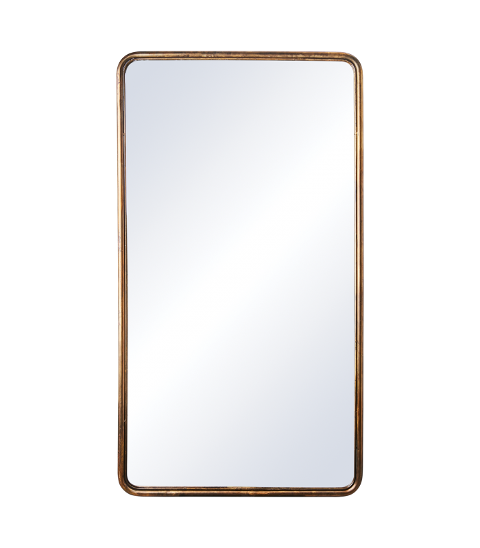 Miroir rectangle cadre cuivre vieilli H130 cm