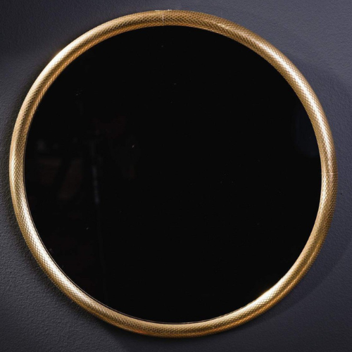 Miroir rond - Cadre en laiton - Effet lézard