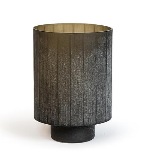 Photophore en verre soufflé – Finition “Smoke Stone” – Ø28 × H40 cm