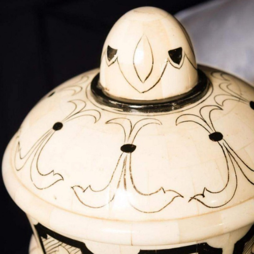 Pot d’apothicaire Ginkgo en mosaïque d’os - Édition artisanale française