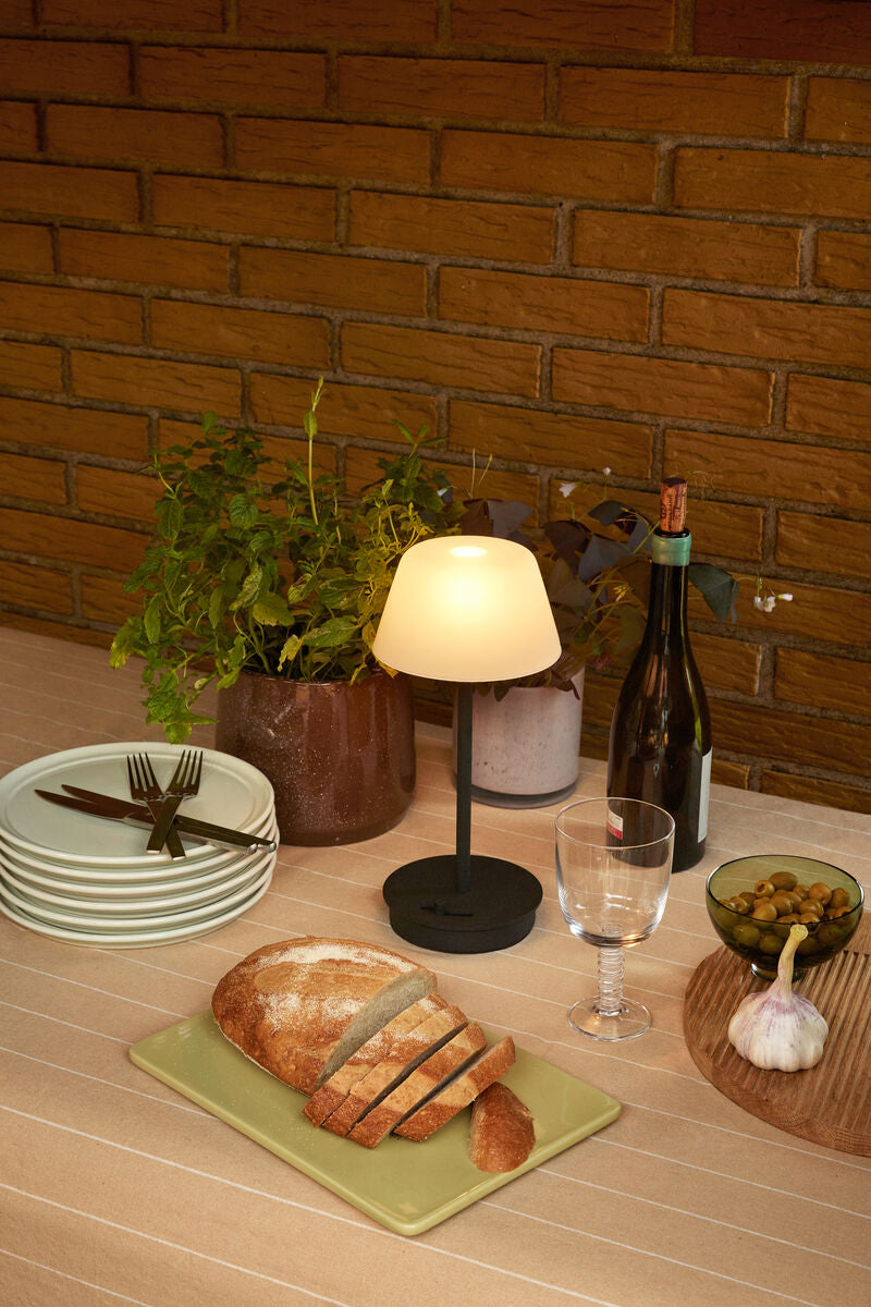 Lampe portative salon - Verre noir dépoli