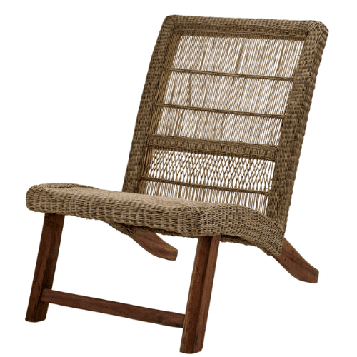 Fauteuil lounge artisanal rotin et bois - Koddel.com