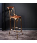 High brass and leather finish bistro chair