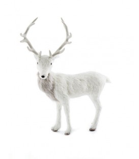 Cerf blanc debout H32 cm - déco de noel