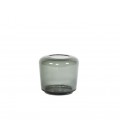 Rounded tealight holder in transparent glass - Gray color