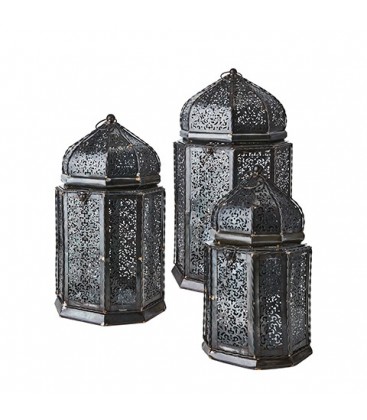 Set de 3 lanternes en metal ALADIN