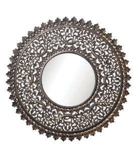 Miroir rond en bois H115 cm