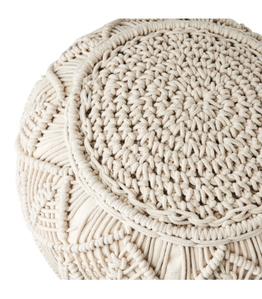 Pouf blanc en coton H35 cm