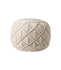 Pouf rond en coton macramé H35 cm - déhoussable