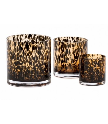 LEO AMBRE glass tealight holder