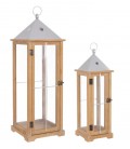 Duo of Large Lanterns in wood and metal