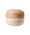 Round rope pouf - ivory and nature