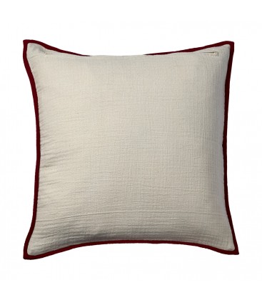 Housse de coussin nature et rouge 50x50 cm