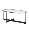 Table ovale en métal noir et verre