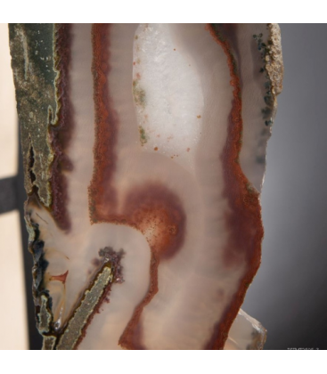 Tranche d'Agate Naturelle avec Base en Laiton - Pièce Unique