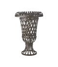 Large openwork metal urn for outdoors