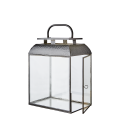 Rectangular metal lantern with rigid handle