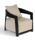 Ecru club armchair on black brushed wood MUNICH