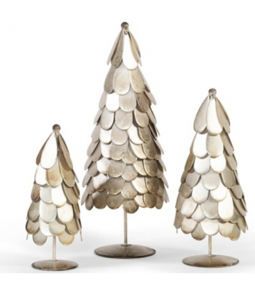 Set de 3 arbres de Noël - Argent doré craquelé