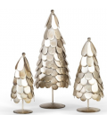 SET OF 3 CHRISTMAS TREES - CRACKED GOLDEN SILVER