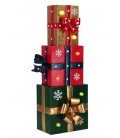 SET OF 3 STACKED METAL GIFT PACKAGES - CHRISTMAS DECORATION