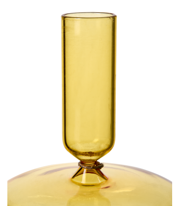 Bougeoir en verre jaune