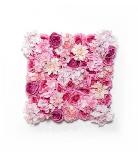 Cadre fleurs artificielles roses et blanches 50x50 cm