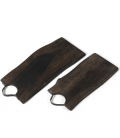 SET OF 2 OLIVE WOOD CUTTING BOARDS WITH BLACK LEATHER HANDLE