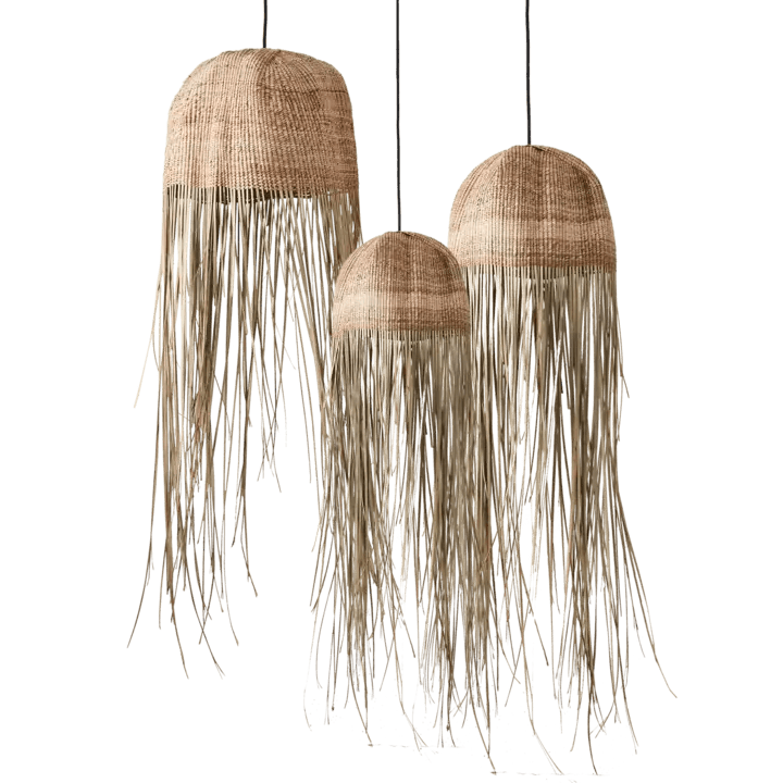 Grand ensemble de 3 abat - jour tressés à franges – Nature - Koddel.com
